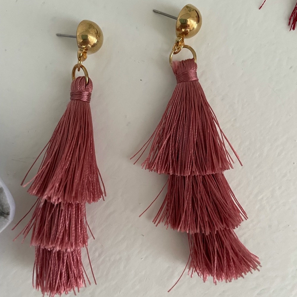 Blush pink boho earrings!
